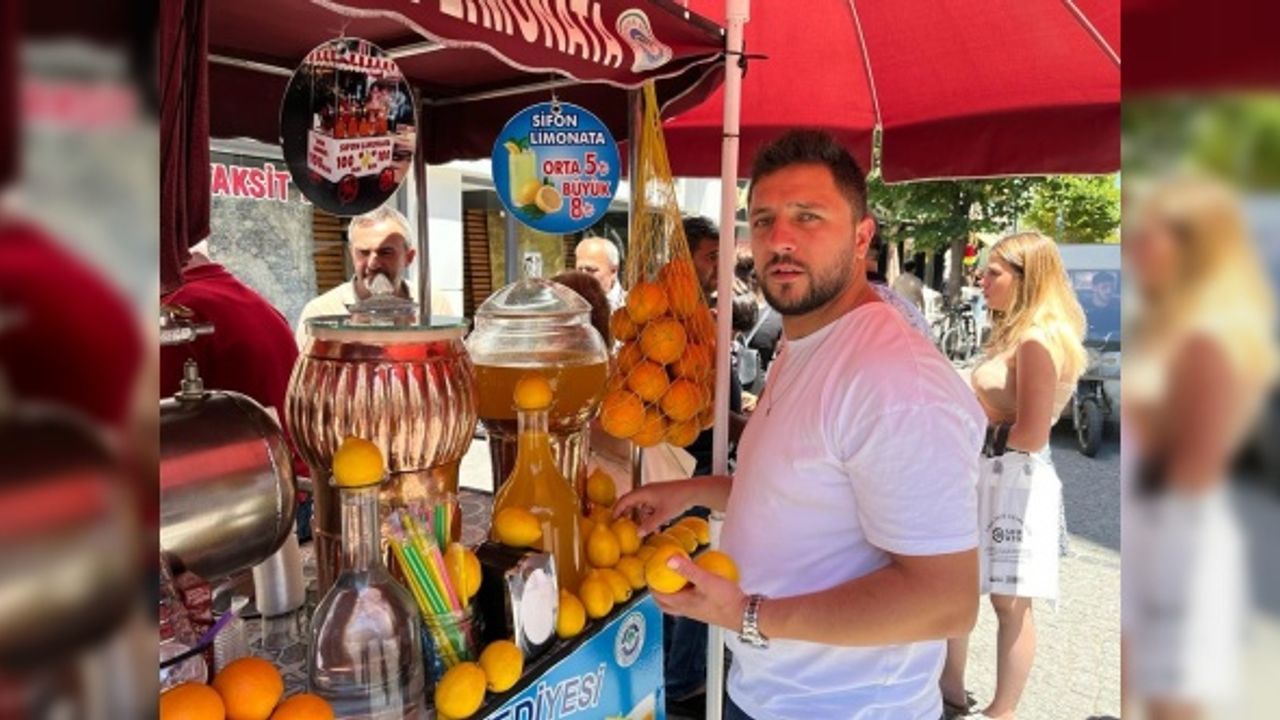 Yoğun işten dolayı ailecek sifon limonata tezgâhının başına geçtiler