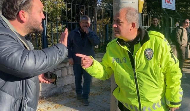 Kazadan görüntü alan İHA muhabirine trafik polisinden sözlü ve fiziki müdahale