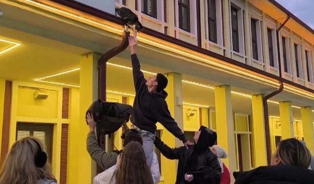 Çatıdaki Kedi, Kendini Kurtarmaya Çalışan Gençlerle Oyun Oynadı