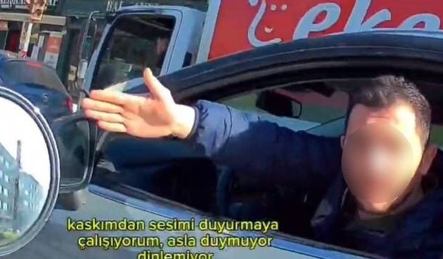 Motosikletli kadın ile otomobil sürücüsünün yol kavgası kask kamerasında