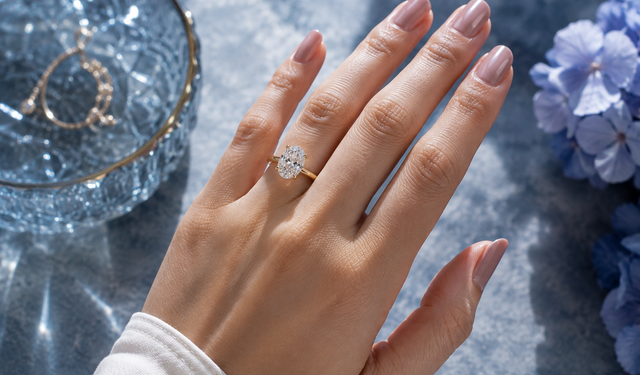 1 Karat Oval Tektaş Pırlanta Elde Nasıl Görünür?