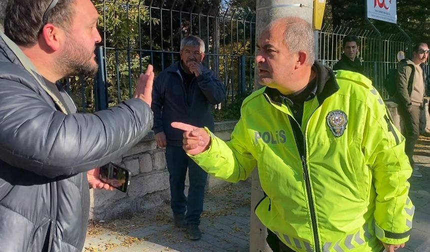 Kazadan görüntü alan İHA muhabirine trafik polisinden sözlü ve fiziki müdahale