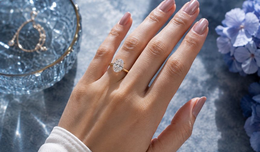 1 Karat Oval Tektaş Pırlanta Elde Nasıl Görünür?