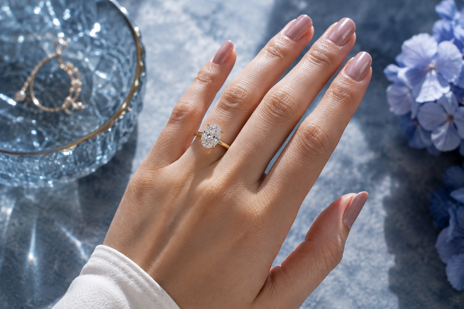 1 Karat Oval Tektaş Pırlanta Elde Nasıl Görünür?